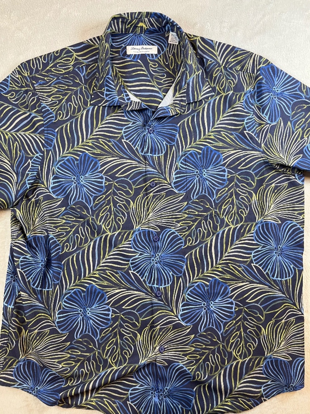 Tommy Bahama Blue Hawaii Tropical Floral Short Sleeve Shirt Mens XL Camp Shirt